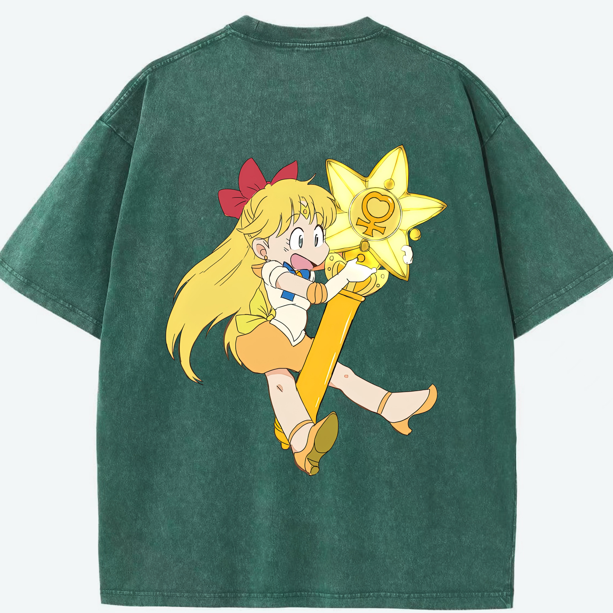 （画像用） 美少女戦士セーラームーン 愛野 美奈子 あいの みなこ Sailor Moon Aino Minako 綿100% ヴィンテージ風 半袖Tシャツ（背面プリント）